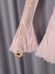 Lace Flare Sleeve Mini Dress in Pink, editorial view