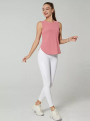 Ribbed Active Tank With Curved Hem