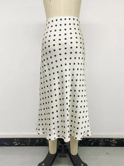 Polka Dot Midi Skirt in Orange-red, editorial view