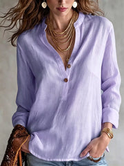 Button Detail Long Sleeve Shirt in Apricot, close-up detail