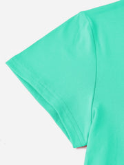 Aqua t-shirt with double-stitched sleeve hem