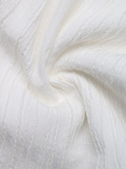White textured shorts with an elastic waistband