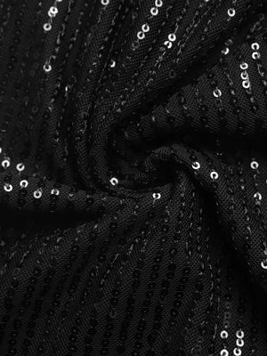 Black sequin wide-leg maternity trousers with a mesh overlay.