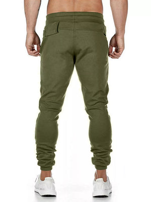 Men's Drawstring Slim Fit Joggers in Grey, fit detail