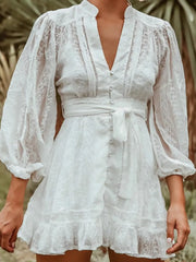Charming Ruffled Hem Tie-waist Dress