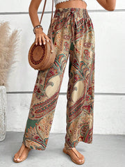 Paisley palazzo trousers in multicolor with a drawstring waist and wide leg