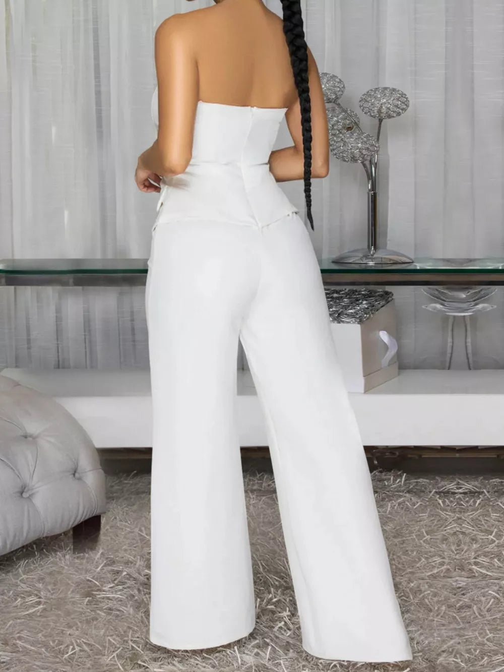 Tube Wide Leg Jumpsuit in Black, side view