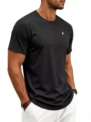 Men's Classic Fit Crew Neck T-shirt Plus Size in Black, side view