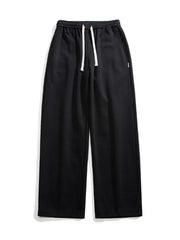 Black casual loose fit sweatpants with drawstring and pockets