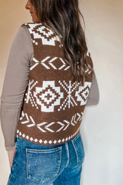 Western Geometric Sleeveless Knit Sweater Vest, side view