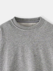 Gray crew-neck sweatshirt for kids with ribbed collar and cuffs