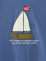 Toddler underwear set with blue cotton tee featuring a sailboat graphic and text.