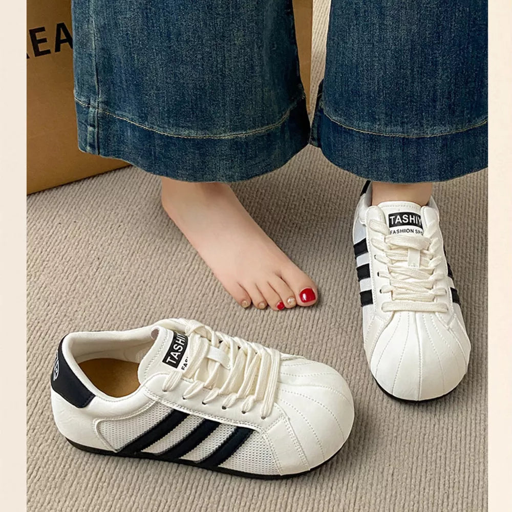 Lace Up Round Toe Sneakers in Yellow, side view