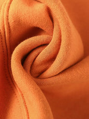 Orange casual zip-up top and wide-leg pants set fabric detail