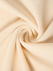 Backless ruffled mini dress in beige fabric with subtle vertical texture