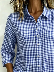 Full Size Plaid Collared Button Up Shirt, side view