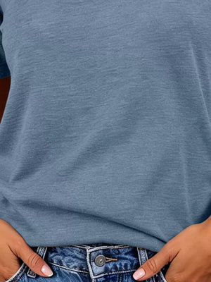 Classic Crew Neck Short Sleeve Knit Top in Dark Brown, view 18