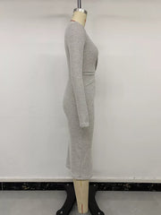 Twist-front Ruched Midi Dress With Slit