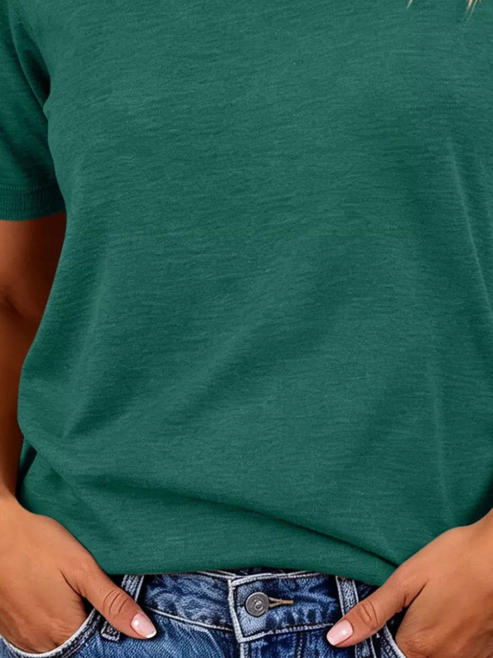Classic Crew Neck Short Sleeve Knit Top in Dark Brown, view 12