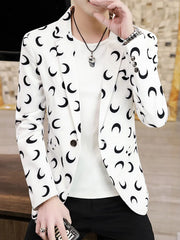 Crescent Moon Print Men's Blazer