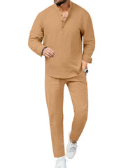 Casual Olive Two-piece Men's Set