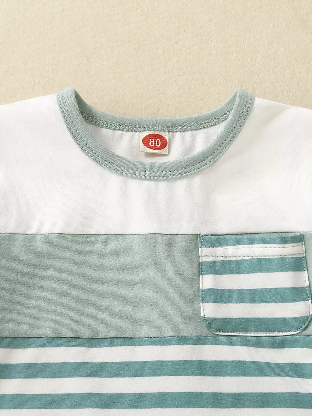 Children's Striped T-shirt And Shorts Set, close-up detail