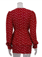 Heart-patterned Tiered Mini Dress