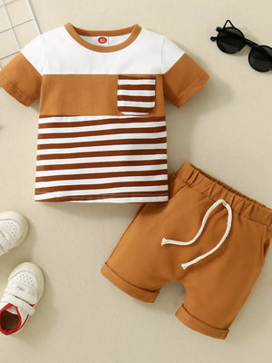 Children's Striped T-shirt And Shorts Set, fabric detail