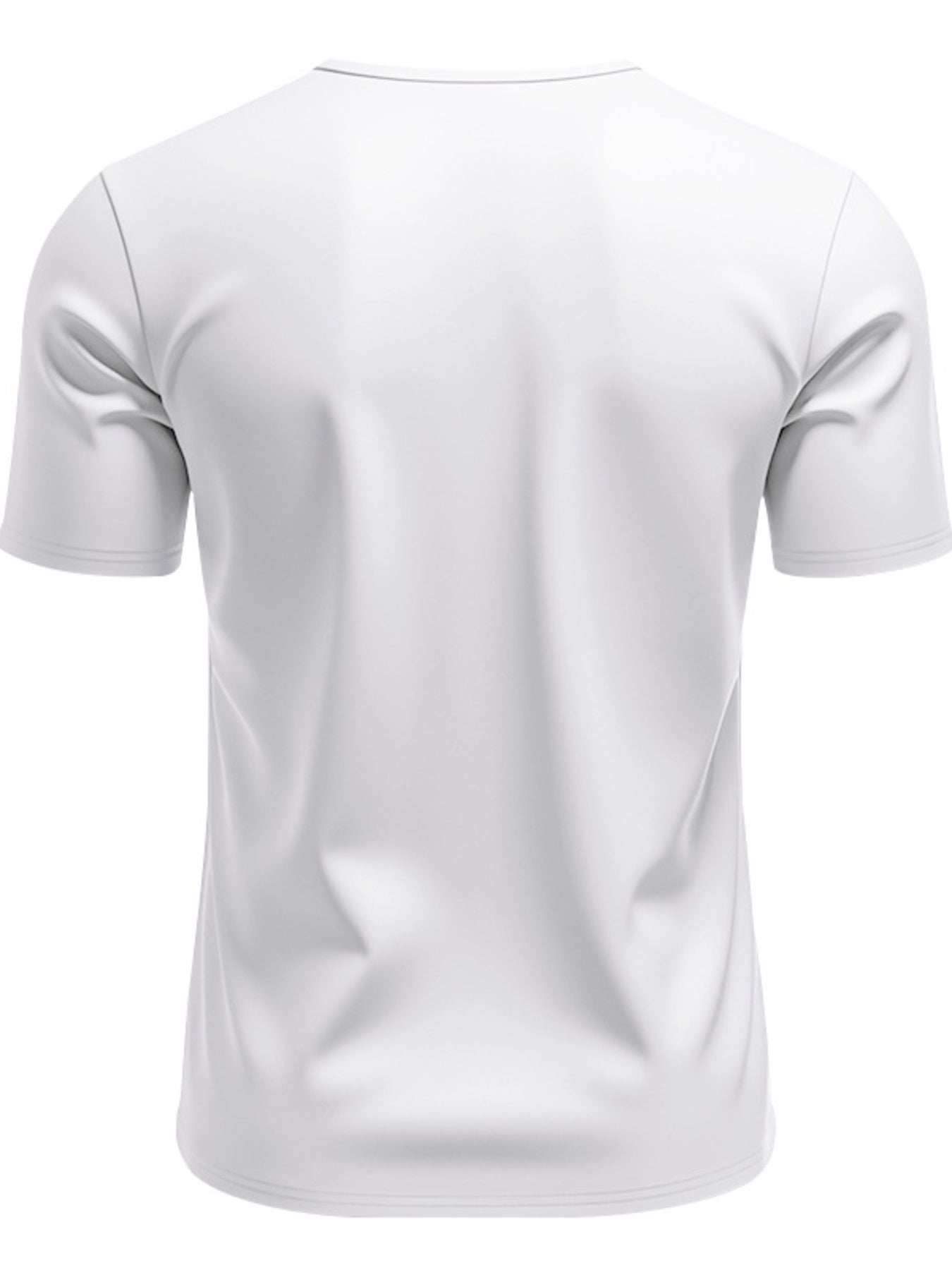 White cotton t-shirt for men with short sleeves and a notched V-neck.