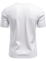 White cotton t-shirt for men with short sleeves and a notched V-neck.