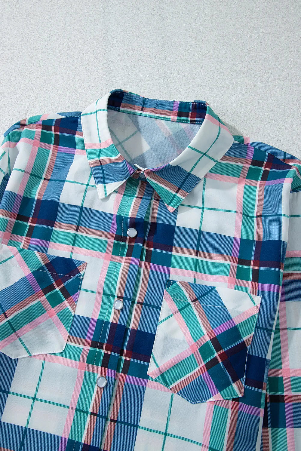 Plaid pajama shirt with button front and chest pockets