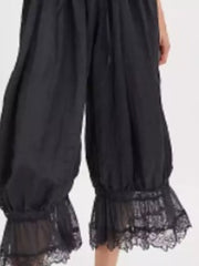 Pink lounge pants with ankle-length and drawstring
