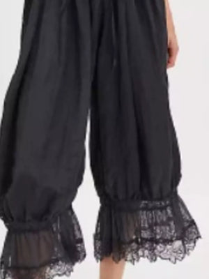 Pink lounge pants with ankle-length and drawstring