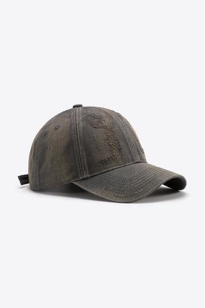 Baseball cap in dark gray with distressed details and embroidered number 2