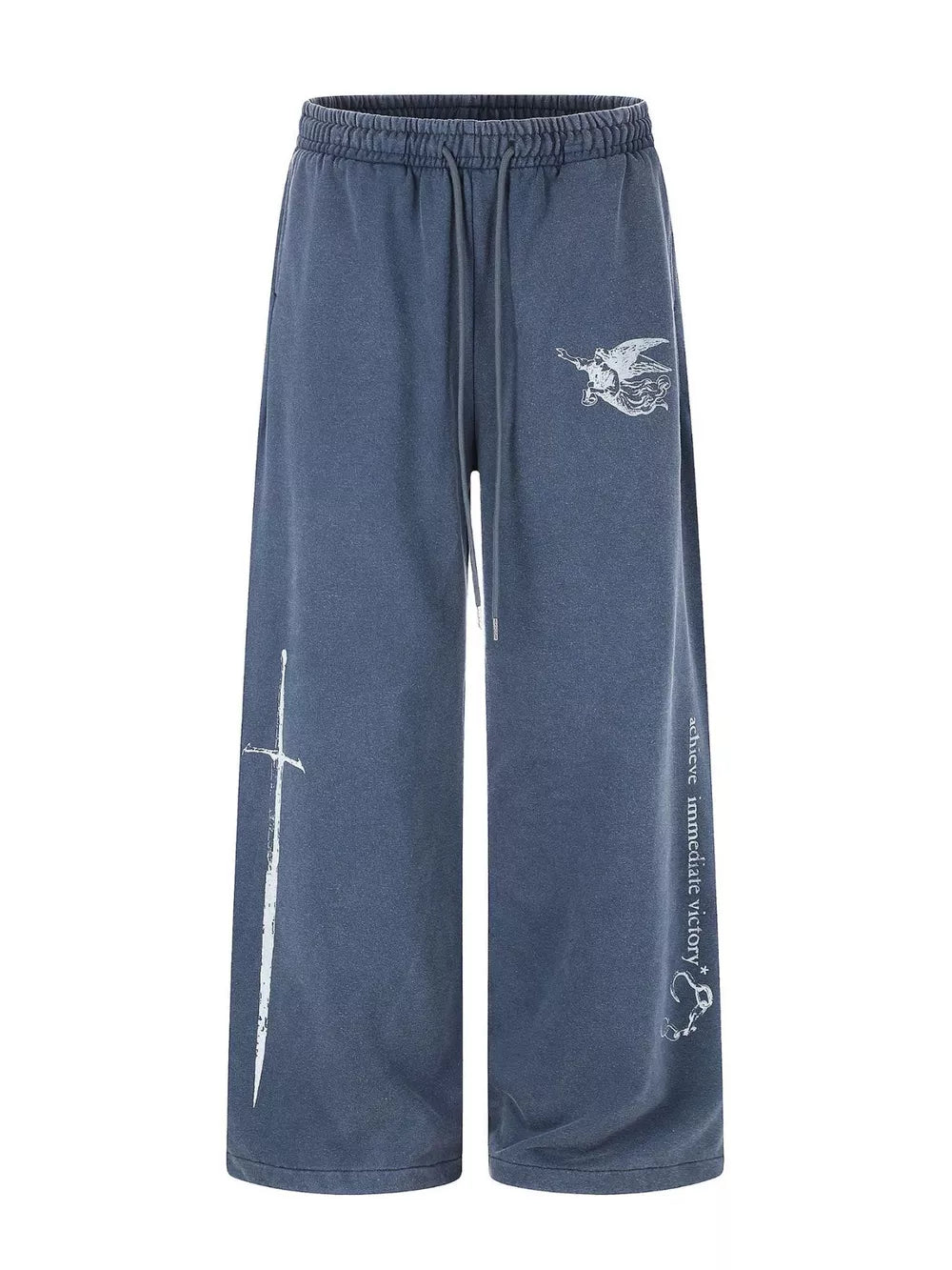 Men's Drawstring Wide-leg Sweatpants, fabric detail