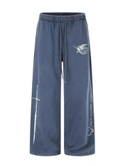 Men's Drawstring Wide-leg Sweatpants, fabric detail