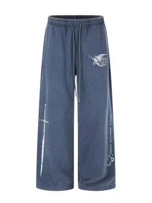 Men's Drawstring Wide-leg Sweatpants, fabric detail