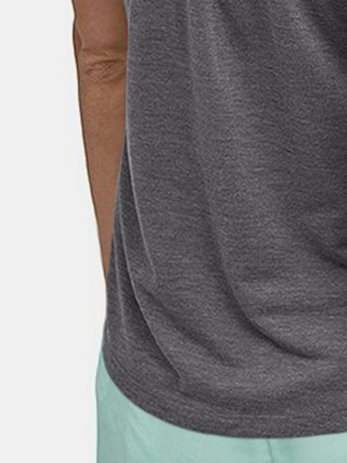 Dark gray racerback tank top with a breathable, casual fit.