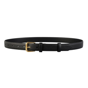 Black cowhide leather belt with gold buckle and adjustable holes