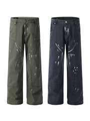 Men's Paint Splatter Wide-leg Pants, model styling view