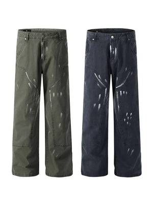 Men's Paint Splatter Wide-leg Pants, model styling view