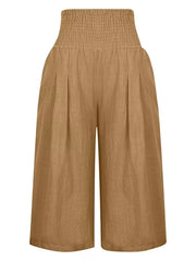 Effortless Smocked Wide-leg Capri Pants