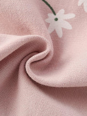 Blush pink cotton blend baby girls' undershirt with white daisy print detail