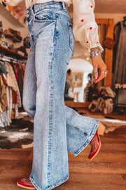 Distressed High-waisted Flare Jeans