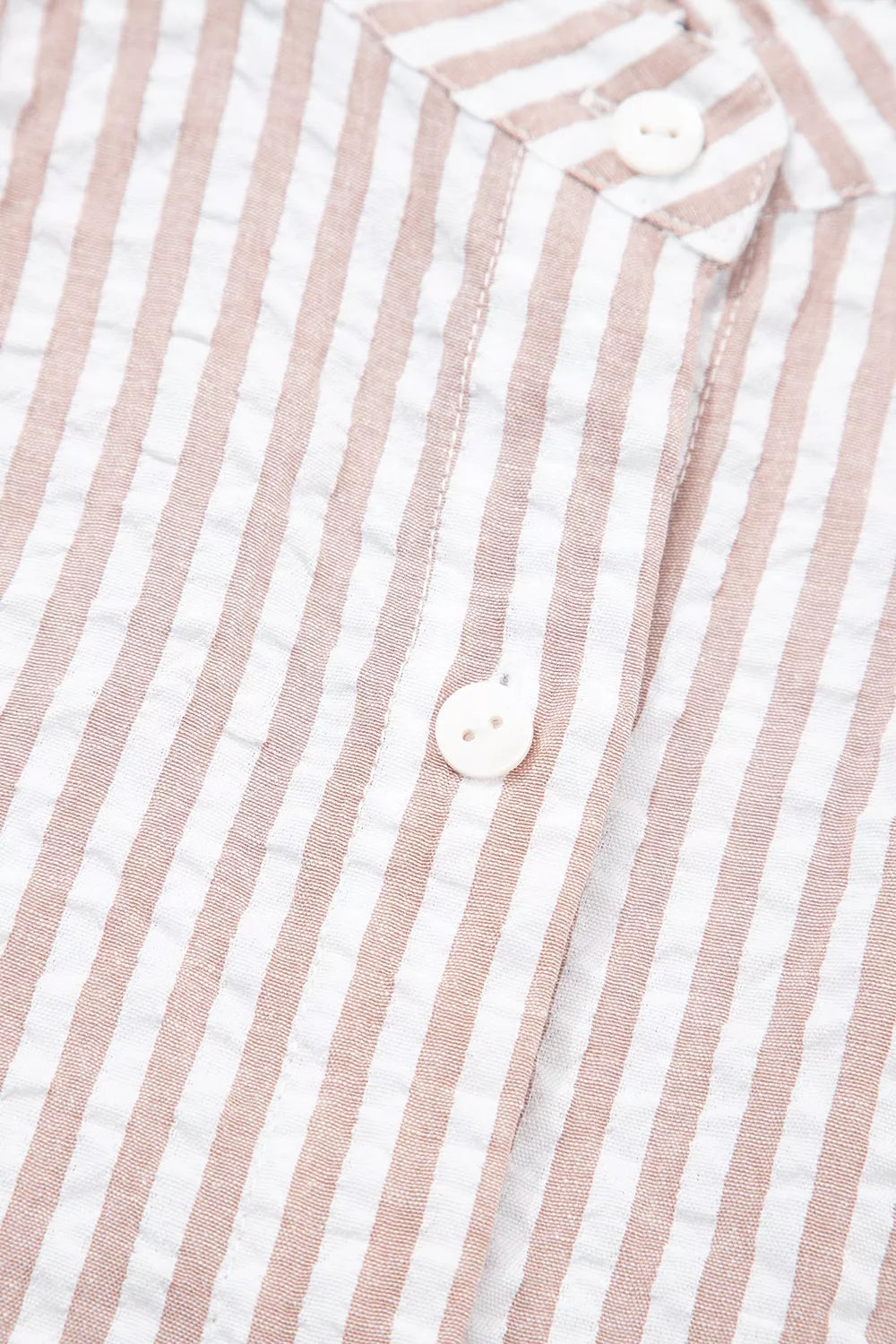 Stripe Frilled Collar Half Sleeve Shirt Dress, close-up detail