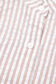 Stripe Frilled Collar Half Sleeve Shirt Dress, close-up detail