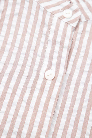 Stripe Frilled Collar Half Sleeve Shirt Dress, close-up detail