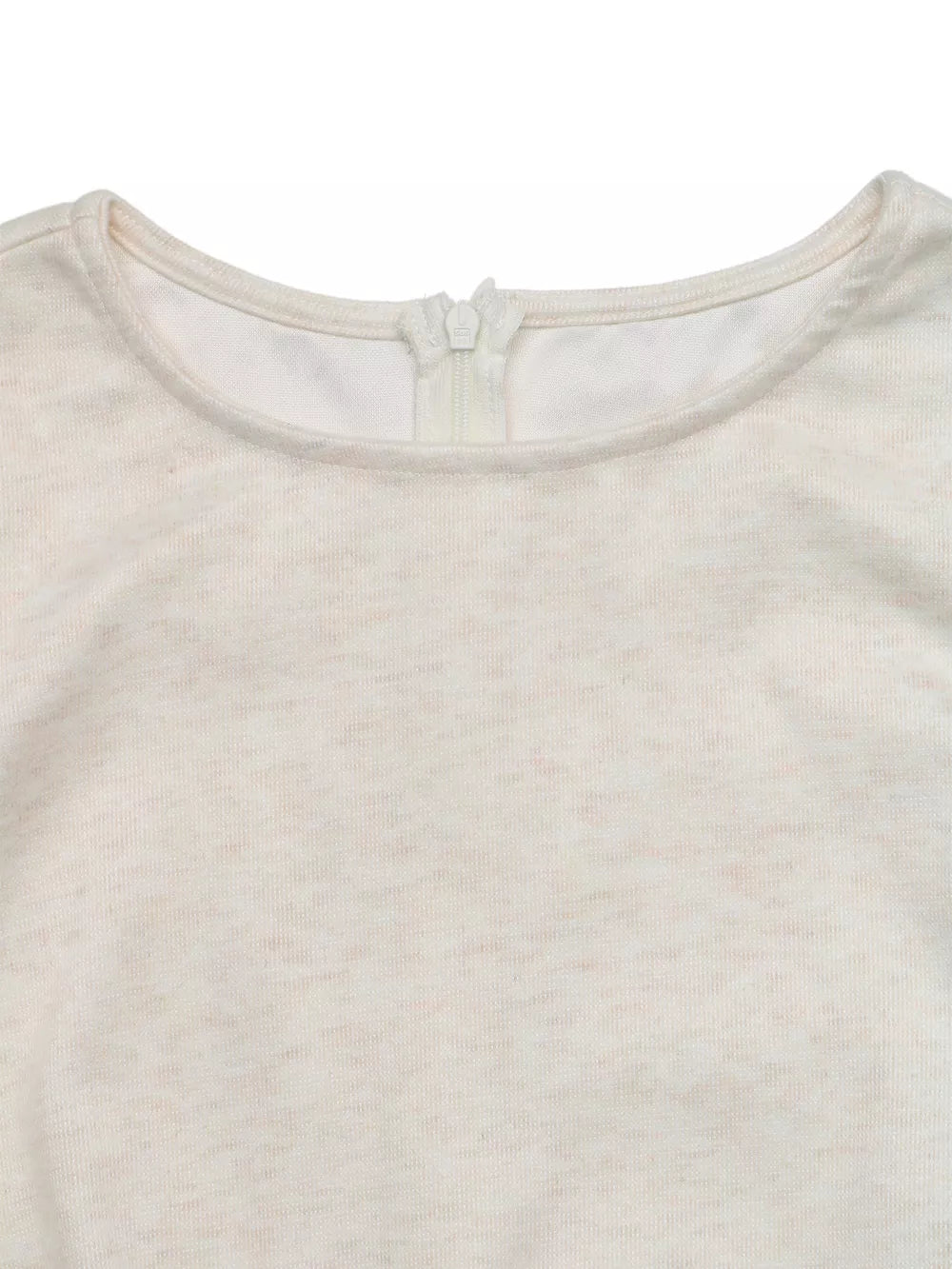 Lace Trim Long Sleeve T-shirt in Eggshell, fabric detail