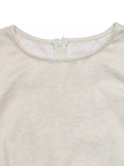 Lace Trim Long Sleeve T-shirt in Eggshell, fabric detail