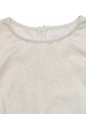Lace Trim Long Sleeve T-shirt in Eggshell, fabric detail